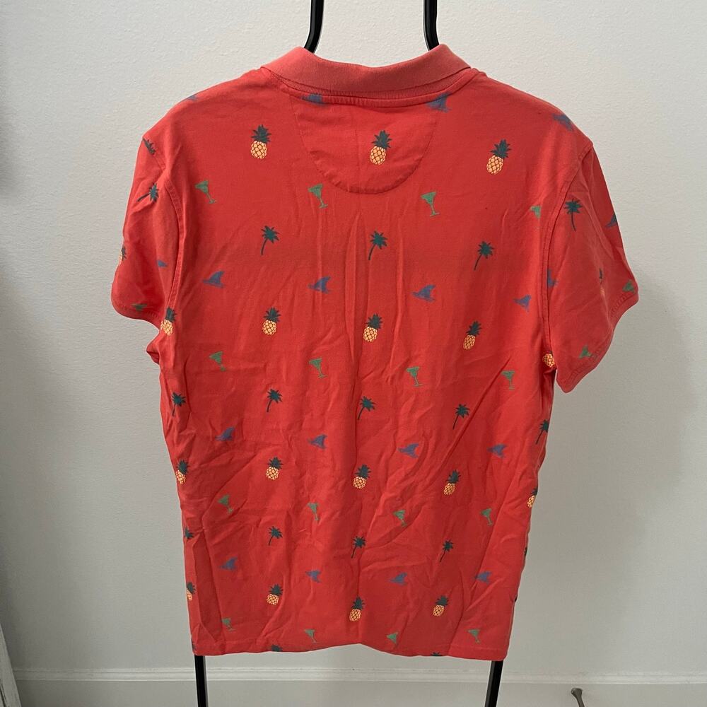 Margaritaville Men’s LG Salmon Polo Shirt Tropical Pineapple Palm Tree Martini - Picture 3 of 5